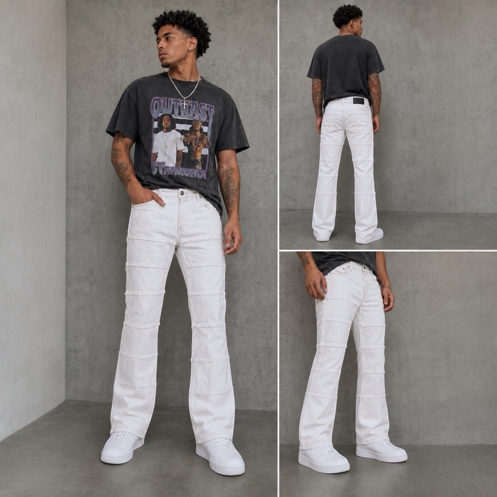 Waimea Stacked‎ Skinny Fit Distressed Jeans Mens 30x30  White Denim y2k Grunge